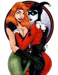 00s 2000s 2005 2girls ass batman_(series) dc dc_comics female female_only fully_clothed garrett_blair harley_quinn harley_quinn_(classic) human multiple_girls poison_ivy tagme yuri