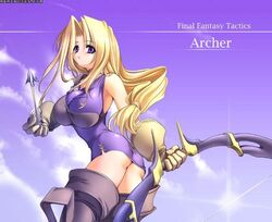 archer archer_(fft) ass big_breasts bimbo blonde_hair bottomless breasts final_fantasy final_fantasy_tactics final_fantasy_tactics_(original) gunner-l huge_breasts large_breasts long_hair milktank no_panties tagme