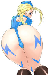 alternate_costume ass ass_focus blonde_hair cammy_white capcom female female_only hair human jinroku leotard solo straight_hair street_fighter street_fighter_alpha tagme