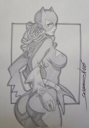 1girls 2006 ass barbara_gordon batgirl batman_(series) daikon_(artist) dc_comics female female_only monochrome solo tagme