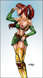 1girls 2002 blush breasts female female_only jean_grey marvel marvel_comics marvel_girl marvel_mangaverse nipples pubic_hair red_hair solo straight_hair tcatt topless x-men