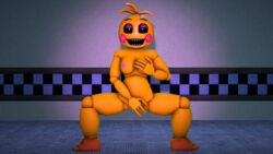 2016 3d animatronic anthro avian bird breast_grab breasts chicken crouching female finger_fuck fingering five_nights_at_freddy's five_nights_at_freddy's_2 hand_on_breast hi_res looking_at_viewer machine masturbation nipples nude penetration robot smile solo source_filmmaker toy_chica_(fnaf) vaginal_penetration video_games xboxking37