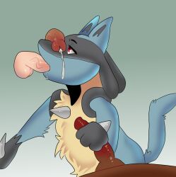 4boys anthro anthro_on_human blowjob daffodil_honey_(artist) lucario male male_only male_pokemon/male_human oral_penetration penetration pokemon pokemon_(species) solo_focus tagme