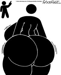 1girls back_view bathroom_gender_symbol fat huge_ass huge_breasts nude_female pictogram thick_thighs woodsglue