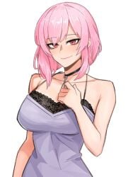 1girls bare_shoulders big_breasts bob_cut choker female female_only hololive hololive_english hololive_english_-council- hololive_english_-promise- hololive_myth looking_at_viewer mori_calliope nokaa nokaa_aru pink_eyes pink_hair short_hair sleeveless_dress slim_waist smile smiling_at_viewer solo virtual_youtuber