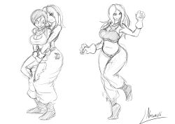 2girls absorption absorption_vore bulma_briefs dragon_ball dragon_ball_super dragon_ball_z female female_pred female_prey majin majin_muchi_(hamilton4) muchi_(hamilton4) natsumemetalsonic scarf sketch stealing_clothes unwilling_prey vore weight_gain