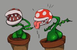 ass elemental_creature female flora_fauna genitals mario_(series) nintendo piranha_plant plant presenting presenting_hindquarters pussy solo teeth_showing tongue tongue_out xpbarq