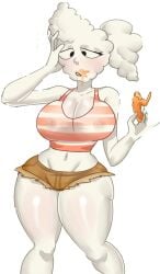 anthro big_breasts cartoon_network chicken_wing chicken_wings clothing cloud cloudy_jay dizzy edit female humanoid_cloud rakkunart regular_show short_shorts solo tank_top third-party_edit white_body