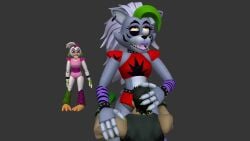 1boy 2girls 3d animatronic box boxing_gloves crossover five_nights_at_freddy's five_nights_at_freddy's:_security_breach furry glamrock_chica_(ashleyorange) glamrock_chica_(fnaf) little_mac nintendo oral punch_out pussy robot roxanne_wolf_(fnaf) roxanne_wolf_(x3milky) scottgames surprise