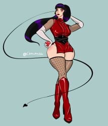 citronarts dark_hair dominant_female dominatrix femdom fishnets gloves high_heel_boots latex no_panties pink_eyes pokemon sabrina_(pokemon) self_upload shiny_clothes slutty_outfit thick_thighs whip wide_hips