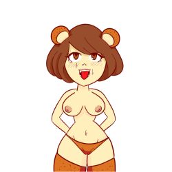 1girls ahe_gao asian asian_female brown_eyes brown_hair cosplay fake_animal_ears female female_only japanese_female kaoru_(rilakkuma_and_kaoru) light-skinned_female light_skin netflix rilakkuma_(cosplay) rilakkuma_(series) rilakkuma_and_kaoru san-x short_hair simple simple_background underwear white_background