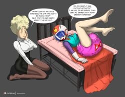 2017 2girls abdl bimbo blonde_hair brainwashing commission diaper diaper_fetish digital_media_(artwork) dragon_ball english english_text female female_only great_saiyaman_2 hypnosis milf mind_break mommy_dom multiple_girls panchy panchy_(dragon_ball) panchy_briefs shadow2007x shounen_jump speech_bubble superheroine vibrator videl white white_female