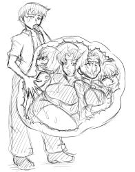 1boy 4girls asuka_langley_sohryu big_belly female_prey imminent_digestion inside_stomach inside_view internal_view male_pred misato_katsuragi multiple_girls multiple_prey natsumemetalsonic neon_genesis_evangelion rei_ayanami ritsuko_akagi shinji_ikari sketch stomach vore