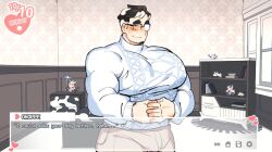 1boy bara big_chest big_pecs busty hokawazu huge_chest huge_pecs male male_only muscular okoppe solo solo_male