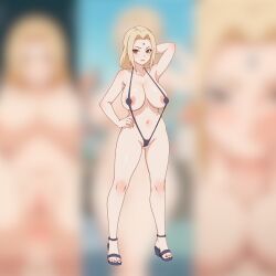 1girls ai_generated bangs barely_clothed bikini blonde_hair blurry_background boruto:_naruto_next_generations breasts cameltoe female female_only forehead_mark girl huge_boobs huge_breasts jorgecarlosai long_hair milf naruto naruto:_road_to_ninja naruto:_the_last naruto_(classic) naruto_(series) naruto_shippuden naruto_shippuuden navel posing posing_for_picture posing_for_the_viewer slingshot_bikini slingshot_swimsuit solo solo_female solo_focus swimsuit tsunade