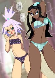 alternate_version_available childish_panties dark-skinned_female dark_skin euf-dreamer female female_only flat_chest light-skinned_female light_skin nessa_(pokemon) nintendo pokemon pokemon_bw pokemon_bw2 pokemon_swsh roxie_(pokemon)