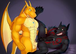 anal anal_sex animal_genitalia animal_penis anthro balls canine charizard charzy cum cum_inside cum_on_penis feet furry male mammal muscular muscular_male nintendo open_mouth pecs penetration penis pokemon pokemon_(species) sex seyrmo teeth wolf yaoi