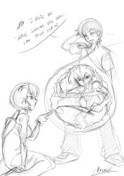 1boy 2girls asuka_langley_sohryu big_belly female_prey imminent_digestion inside_stomach inside_view internal_view male_pred natsumemetalsonic neon_genesis_evangelion plugsuit poking_belly rei_ayanami shinji_ikari sketch stomach unwilling_prey vore