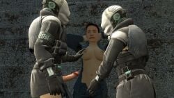 at_gunpoint breast_grab breasts_out citizen civil_protection cop feeling_up half-life half-life_2 hands_behind_head hands_up inspecting_pussy inspection penis_out submissive_female touching