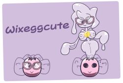 chabble egg egg_yolk exeggcute glasses pokemon pokemon_(species) pokemon_sm post_transformation purple_background slime slime_girl transformation white_background wicke_(pokemon)