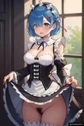 ai_generated pornsword.io pornwaifu.ai re:zero_kara_hajimeru_isekai_seikatsu rem_(re:zero) skirt_lift