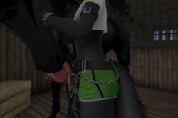 anthro_on_feral blowjob canine_penis equine feral furry mare second_life size_difference zoophilia