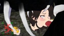 1girls 3d anal anal_sex animal_penis animated anthro_on_human ass beowolf_(rwby) black_hair blowjob butt canine_penis choker cinder_fall deepthroat fellatio female grimm_(rwby) hand_on_head head_grab longer_than_30_seconds no_gag_reflex no_sound oral pillory rwby sex sfmslayer skinny small_ass source_filmmaker spitroast tagme testicles throat_fuck video viewed_from_below