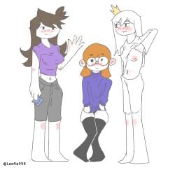 blush blushing breast_exposed breasts brown_hair condom crown glasses illymation ilyssa_levy imminent_sex jaiden jaiden_animations jaiden_dittfach leafie995 nude_female orange_hair red_body shirt_lift shy tabbes tagme white_hair youtube youtuber