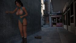 3d alley back_alley bodysuit boots breasts_out brown_eyes brown_hair desperation lara_croft lara_croft_(survivor) leaking_urine need_to_pee page_3 pee_desperation pee_leak pee_stain peeing peeing_self pissing public shorts_removed smutnysize standing_pee street tattoo tomb_raider tomb_raider_(survivor) urine urine_on_clothing urine_on_legs wetting_self