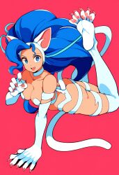 1980s_(style) ai_generated blue_hair catgirl darkstalkers felicia_(darkstalkers) vampire_(game) willydude