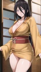 1girls ai_generated aiartmagic armpits bare_chest bare_legs bare_shoulders bare_thighs barely_clothed big_breasts boruto:_naruto_next_generations bottomless bottomless_female breasts brown_hair busty cleavage clothed_female clothing female female_only half-dressed hyuuga_hanabi japanese_clothes kimono kimono_down looking_at_viewer mostly_nude nai_diffusion naruto naruto_(series) no_bra no_bra_under_clothes open_clothes open_kimono panties partially_clothed pinup skirt smile solo stable_diffusion tease teasing teasing_viewer underwear violet_eyes voluptuous wafuku wakipai yukata