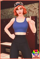 airheart_(fortnite) big_breasts clothed fortnite leggings red_hair slymyguy solo solo_female tagme