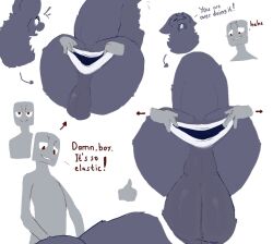 2024 ambiguous_gender anthro anus arrow_sign ass backsack balls big_balls big_butt black_balls black_body black_butt black_fur black_perineum closed_eyes dimitry_(itisd) duo ears_down english_text exclamation_point fur gaping gaping_anus genitals gesture humanoid itisd laugh looking_down male male/ambiguous open_mouth perineum pivoted_ears rear_view shocked smile smirk stretched_anus surprised_expression tail teeth text thumbs_up tongue unknown_species white_anus white_tongue