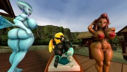 3d 3girls alternate_breast_size dark-skinned_female female female_only huge_ass huge_breasts looking_at_viewer midna multiple_girls nintendo ocarina_of_time only_female princess_ruto riju sfm shortstack silverade55 source_filmmaker teasing_viewer the_legend_of_zelda twilight_princess