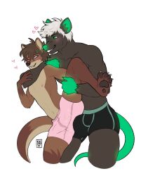 anthro asphyxiation blush boxer_briefs bulge chokehold choking clothed clothing dry_humping duo from_behind_position grin grinding heart hi_res leg_grab looking_at_another male male/male mammal murid murine mustelid otter pawpads paws raised_leg rashad rat rodent seagullart2 sex size_difference smile underwear