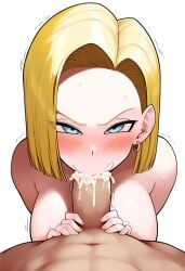 1boy1girl 2d ai_generated android android_18 annoyed areolae aroused big_breasts blonde_hair blowjob blue_eyes blush breasts completely_nude completely_nude_female cum cum_drip cum_in_mouth cumshot cute dragon_ball dragon_ball_z ejaculation erection execro faceless_male highres nipples novelai nude nude_female penis penis_in_mouth pink_nipples pov pov_male projectile_cum shaking shaved_penis uncensored