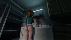 1girls 3d ass big_breasts big_hero_6 booty_shorts cass_hamada curvaceous curvy curvy_female curvy_figure daisy_dukes female human laundry marvel midriff pale_skin short_shorts solo_female tagme washing_machine