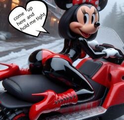 ai_generated booty_shorts furry latex_clothing minishorts minnie_mouse oiled_body sombra11