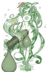 2016 anthro artist_request chalo dated edit flower futa_only futanari gecko geecku horsecock horsecock_futanari huge_balls huge_cock las_lindas long_hair pointy_ears scalie solo source_request