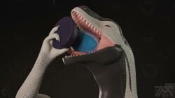 3d animated black_eyes blender_(artwork) blender_(copyright) blender_cycles_(artwork) blue_dildo cock_gag deep_throat digital_media_(artwork) dildo dildo_deep_throat dildo_fellatio dildo_in_mouth dildo_insertion dinosaur gag gagging hi_res interceptor jinnoaka_(modeler) knot knotted_dildo knotting looking_at_object looking_at_viewer looking_up loopshort_playtime mp4 multicolored_body neck_bulge no_sound oral oral_knotting oral_penetration penetration prehistoric_species reptile scalie sex_toy sex_toy_fellatio sex_toy_in_mouth sex_toy_insertion solo tagme thatman_23 thatman_studio throat_grab video wet