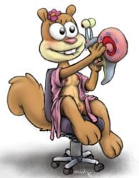 2016 404bot anthro blush breasts brown_fur casual clothing cum erection eyelashes female fur gary_the_snail gastropod handjob male mammal mostly_nude nickelodeon nipples open_robe outerwear penis pussy rodent sandy_cheeks sex shell sitting smooth_skin snail spongebob_squarepants squirrel what