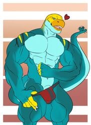 1boy 2016 5_fingers abs anthro biceps big_biceps big_muscles big_quads biped blue_scales border bulge claws clothed clothing collared_lizard colored demondragoncyan flaccid flexing front_view green_eyes grin heart humanoid_hands jockstrap lizard looking_at_viewer male male_only manly monroe_(monroethelizard) muscular muscular_male navel obliques open_mouth orange_background pecs penis pinup portrait pose quads red_background red_clothing reptile scales scalie simple_background smile snout solo standing tailwag teeth three-quarter_portrait tongue topless triceps underwear vein white_background yellow_scales