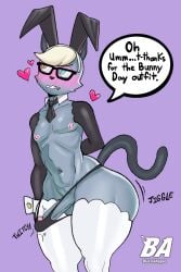 1boy 1femboy 2:3 animal_crossing anthro anthro_femboy anthro_only areola balls biped blazinahegao blush bottom_heavy bottom_heavy_femboy bunnysuit cc-by-nc-nd creative_commons crossdressing domestic_cat english_text erection eyewear felid feline felis femboy femboy_focus femboy_only furry furry_only genitals girly glans glasses heterochromia hi_res humanoid_genitalia humanoid_penis male male_only mammal navel nintendo nipples penis pink_areola pink_nipples raymond_(animal_crossing) reverse_bunnysuit solo speech_bubble tail text thick_thighs trap