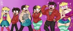 1boy 1girls absurdres bimbofication breasts bulge disney erect_nipples_under_clothes femsub gender_transformation genderswap_(ftm) genderswap_(mtf) glowing glowing_eyes himbo himbofication identity_swap large_breasts malesub marco_diaz race_change star_butterfly star_vs_the_forces_of_evil tagme transformation zaicomaster14