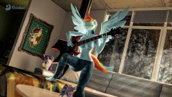 3d anthro autumn_blaze_(mlp) breasts clothing eyes_closed friendship_is_magic guitar hasbro multicolored_hair multicolored_tail my_little_pony navel nipples pants pegasus princess_luna_(mlp) rainbow_dash_(mlp) rainbow_hair rainbow_tail reinbou tail wings