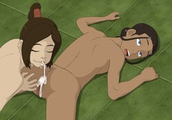 2girls after_sex anaxus ass ass_grab avatar_the_last_airbender cum cum_in_ass dark-skinned_female dark_skin drinking_cum drinking_cum_from_ass female_face_near_ass fire_nation flat_chest gokkun interracial katara multiple_girls nickelodeon pussy straw tagme thighs ty_lee water_tribe yuri