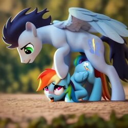 ai_generated blue_body blue_fur blue_hair equid equine female feral feral_on_feral feral_only friendship_is_magic hasbro horse male mammal my_little_pony pegasus pony rainbow_dash_(mlp) rainbow_hair sex soarin_(mlp) wings wonderbolts_(mlp)