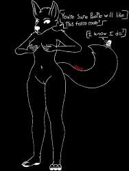 2023 3:4 3_legs acarine anthro arachnid arthropod black_and_white black_body breasts canid canine dialogue digital_drawing_(artwork) digital_media_(artwork) duo english_text eyebrows female feral genitals gesture goo_creature hand_on_breast holding_breast innie_pussy lahatra leererhund male male/female mammal mite mite_(sheo) monochrome monster multi_leg multi_limb nude owo pussy raised_eyebrow restricted_palette rule_63 sheo signature simple_background size_difference speech_bubble tail text