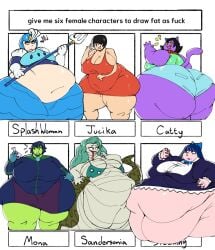 2024 2d 6girls absurd_res anthro ass bbw belly belly_overhang black_hair boa_sandersonia breasts capcom cat_ears cat_tail catgirl catty_(undertale) crossover deep_navel fat female female_focus female_only furry gigantic_ass gigantic_belly gigantic_thighs green_hair hips huge_ass huge_belly huge_breasts huge_thighs humanoid hyper hyper_ass hyper_belly hyper_fat hyper_thighs jucika kaboodledoodles long_hair looking_at_another massive_ass massive_belly massive_thighs mega_man mermaid mona_(shovel_knight) morbidly_obese navel obese obese_female one_piece overweight overweight_female panty_&_stocking_with_garterbelt short_hair shorts shovel_knight six_fanarts_challenge snake_girl splash_woman ssbbw stocking_anarchy thick_ass thick_thighs thighs trident two_tone_hair undertale undertale_(series) wide_hips