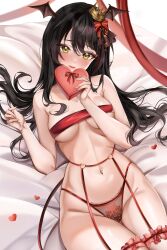 bed crown cute dark_hair green_eyes indie_virtual_youtuber layna_lazar lingerie valentine's_day virtual_youtuber